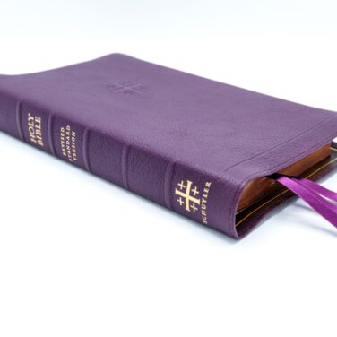 Schuyler Quentel RSV <em>with Apocrypha</em>, Full Yapp Dark Purple Goatskin Bible &ndash; PREORDER