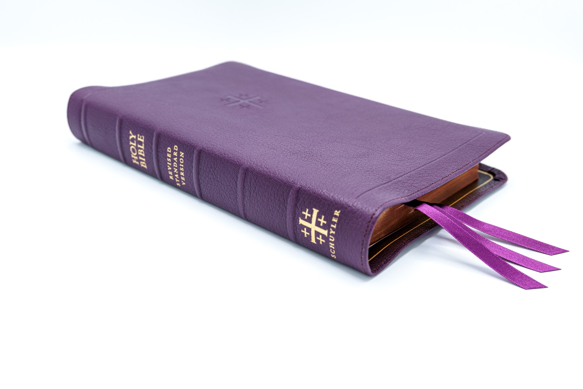 Schuyler Quentel RSV <em>with Apocrypha</em>, Full Yapp Dark Purple Goatskin Bible – PREORDER