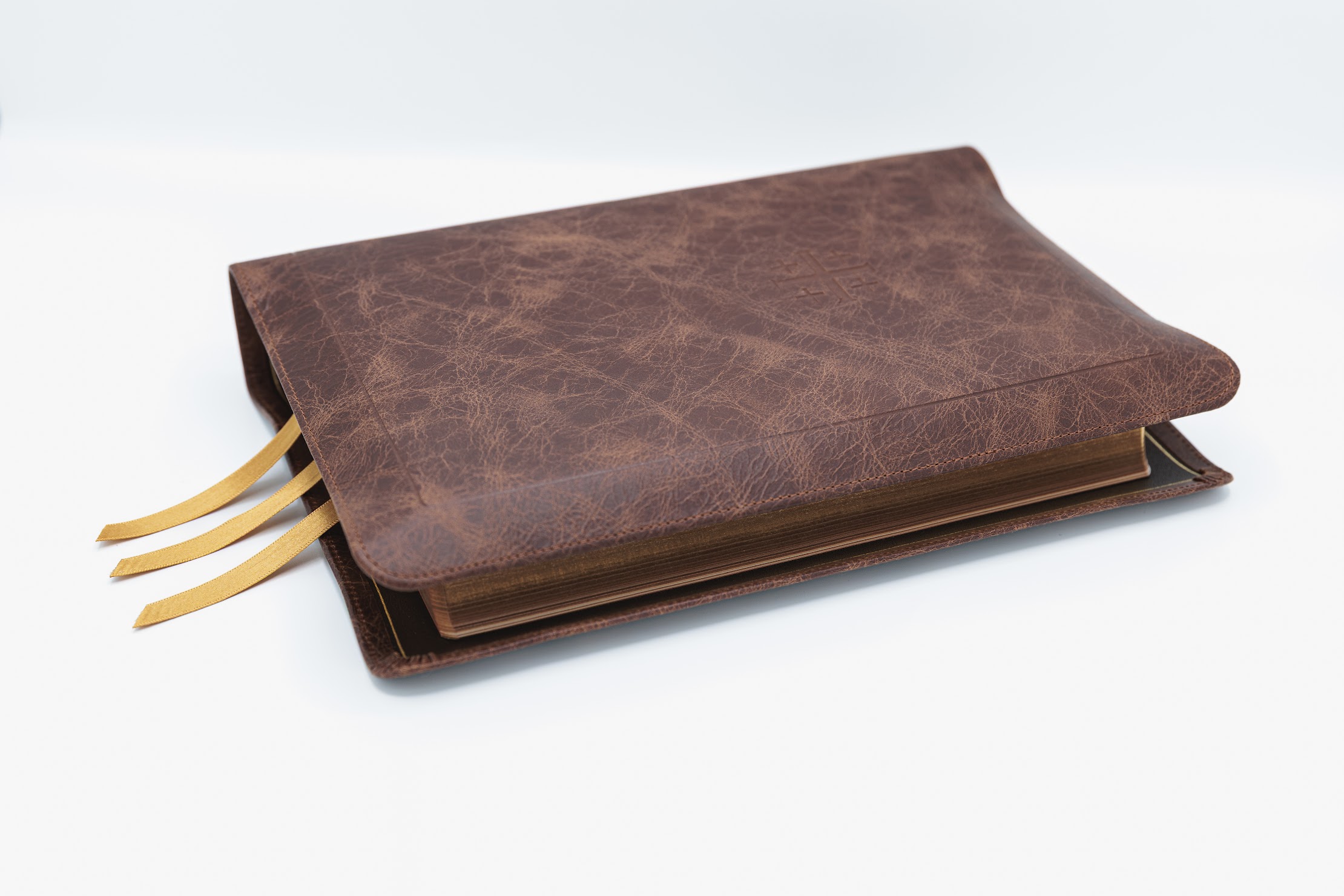 Schuyler Stridon ESV, Full Yapp Chestnut Calfskin Bible - Image 4