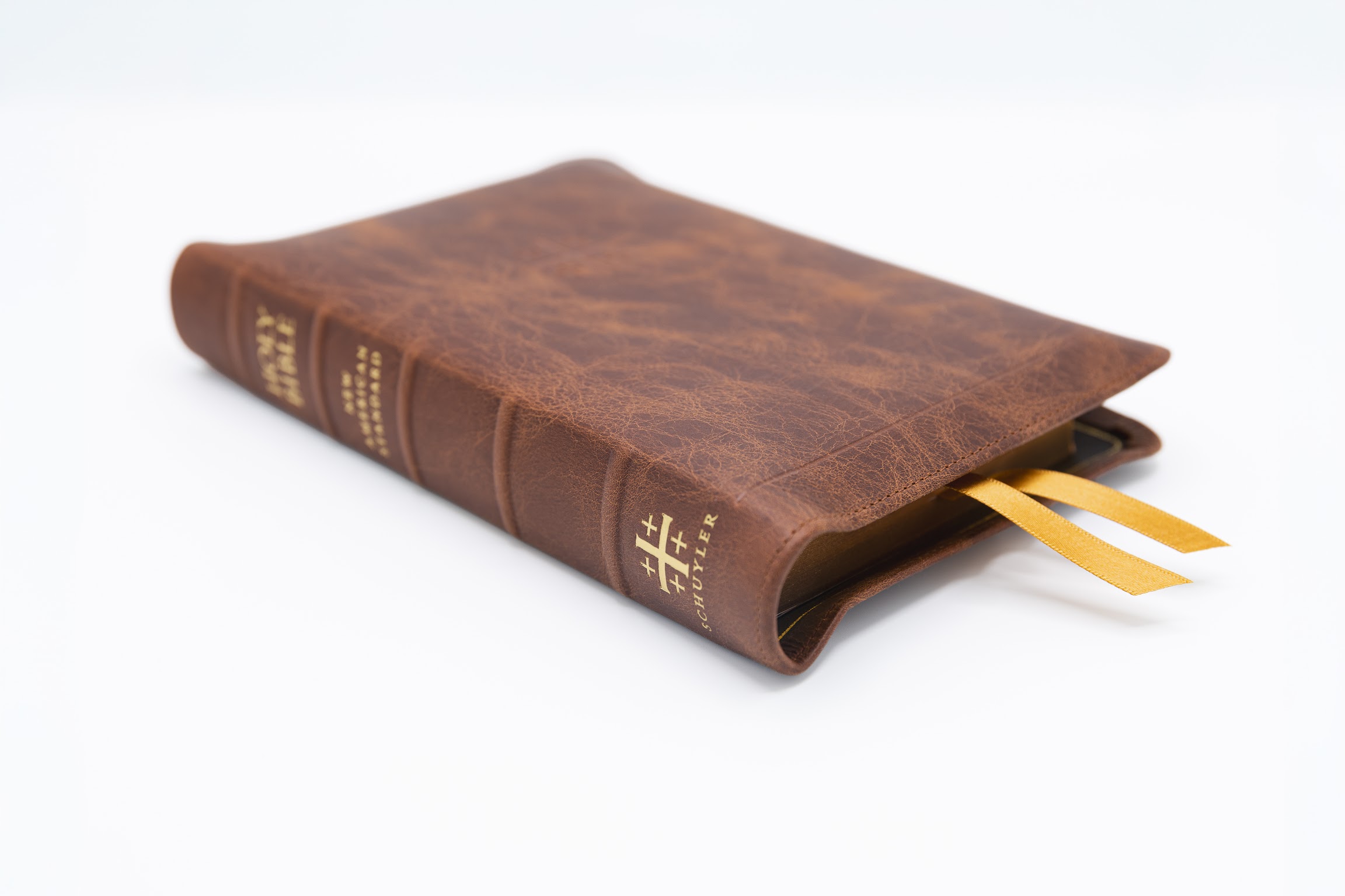 Schuyler Personal Size Quentel NASB, Full Yapp Chestnut Calfskin Bible