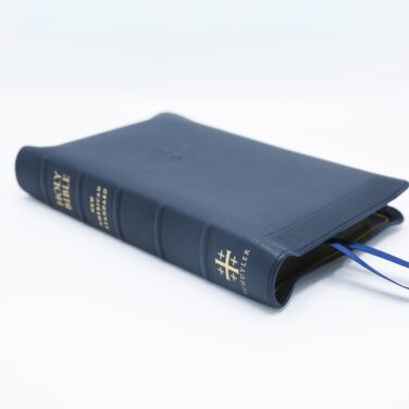 Schuyler Personal Size Quentel NASB, Full Yapp Imperial Blue Goatskin Bible