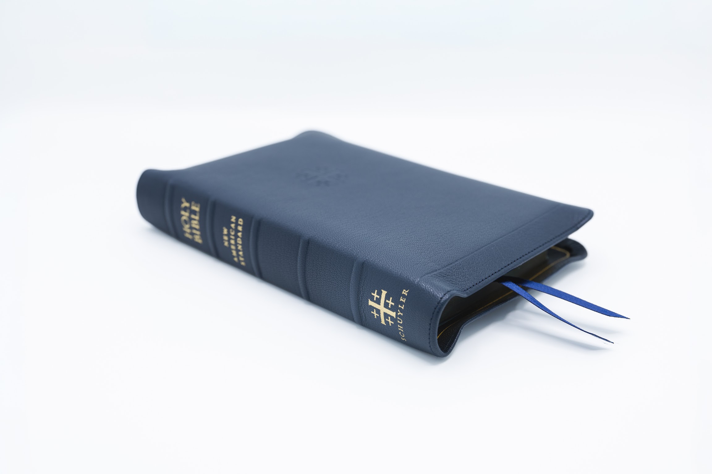 Schuyler Personal Size Quentel NASB, Full Yapp Imperial Blue Goatskin Bible