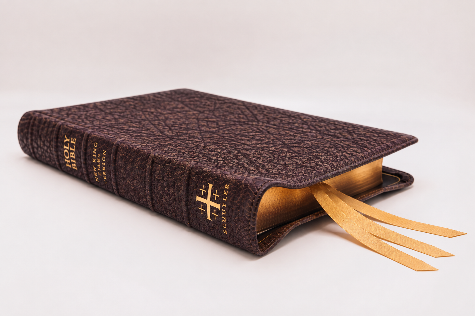 Schuyler Stridon NKJV, Full Yapp Walnut Calfskin Bible