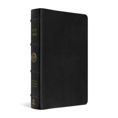 Crossway ESV Heirloom Bible, Scriptura Sacra: 25th Anniversary Personal Size Reference Edition, Full Yapp Black Goatskin